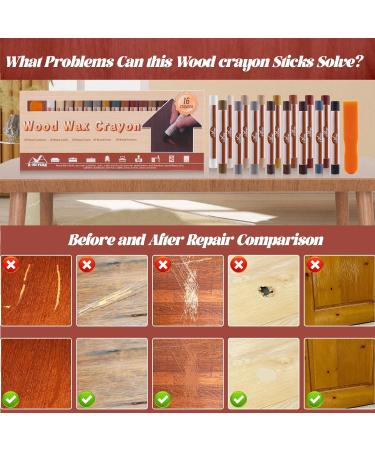Wood Filler Sticks - 16 Color Wax Crayons for Furniture Repair Scratch & Scuff Fixes on Wood Floors Cabinets & More - Buy Online on GoSupps.com