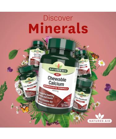 Natures Aid Chewable Calcium 400mg with Vitamin D - 60 Tabs for Strong Bones & Teeth - Buy Online on GoSupps.com
