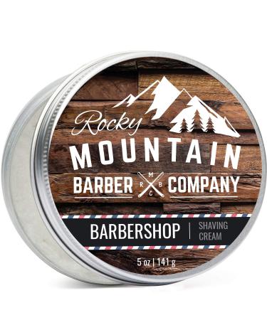 Shaving Cream for Men - Barbershop Scent - Thick Lather for Traditional and Cartridge Shaving by Rocky Mountain Barber Company - 5oz Tin