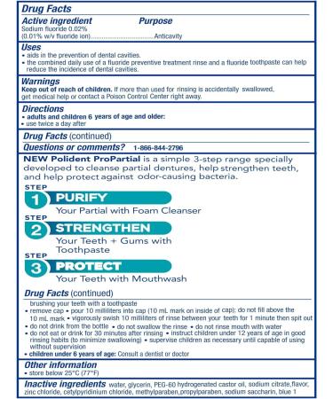Polident Pro Partial Fluoride Mouthwash 11.3 Fl Oz - Protect Teeth & Prevent Decay | Cavity Care - Buy Online on GoSupps.com