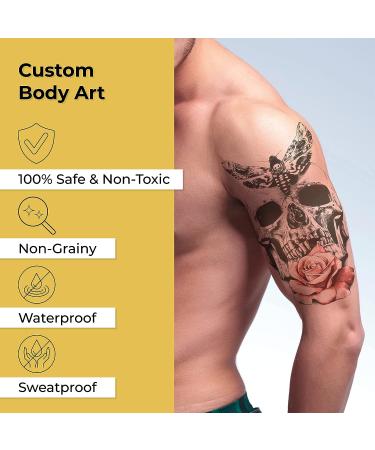 Realistic Temporary Tattoos for Men - Fake Half Arm Sleeves for Arms, Shoulders, Back, and Legs - Waterproof Transfers - 8 Sheets - Cross, Skull, Owl, Clock, Scorpion, Rose Designs - 8x6 Saturn - Buy Online on GoSupps.com