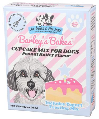 Barley's Bakes Birthday Cupcake and Frosting Mix for Dogs, Peanut Butter Flavor, 9 Ounce, Yogurt Frosting, Wheat Free, Gluten Free, Real Food Ingredients, Made in the USA by The Bear & The Rat