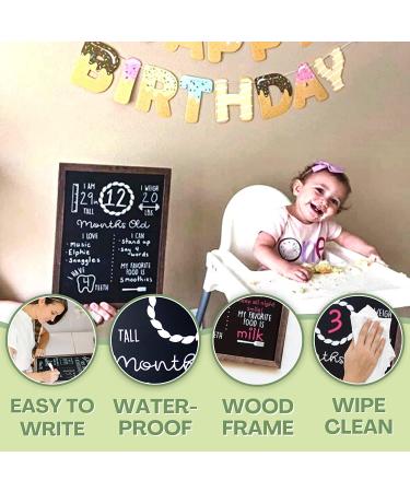 Wood Framed Baby Monthly Milestone Chalkboard | Reusable 12x16 Baby Calendar Board - Buy Online on GoSupps.com