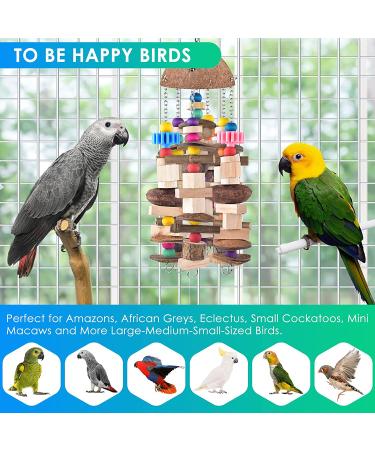 KATUMO Large Bird Parrot Toy with Durable Wooden Blocks - Ideal for African Grey, Cockatoos, Amazon Parrots, Macaws - Chewing and Cage Bite Toy - Buy Online on GoSupps.com