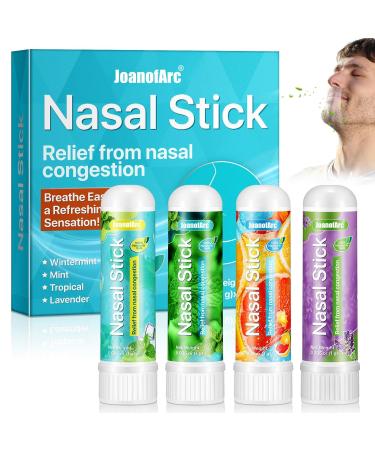JoanofArc Nasal Inhaler Stick 4-Pack: Non-Drowsy Reduce for Motion Sickness Travel Essential for Car Plane & Cruise Natural Mental Clarity Booster