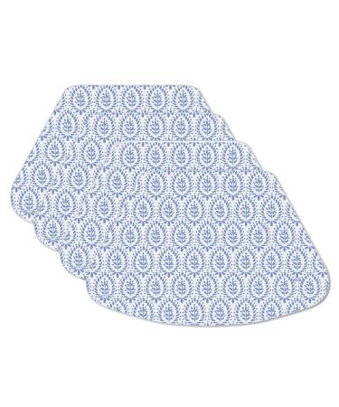 CounterArt Blue Tile Wedge Shaped Reversible Easy Care Flexible Plastic Placemat 4 Pack Made in The USA 17.75 x 11.25 Colorful Reversible Easily Wipes Clean