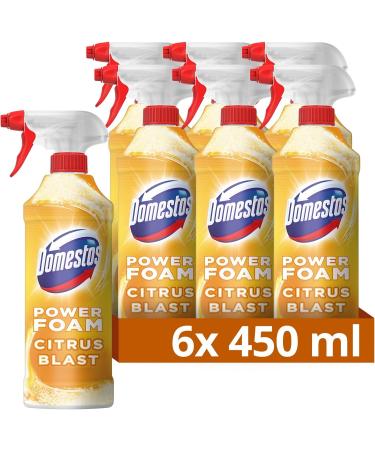 Domestos Power Foam Citrus Blast Upside Down Spray bleach-free toilet & bathroom cleaner eliminates 99.99%* of germs 6x 450 ml (Pack of 2) - Buy Online on GoSupps.com