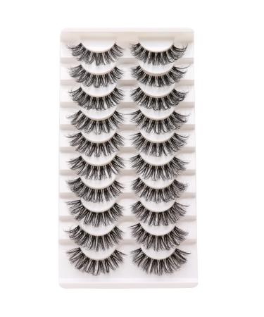 Losha Lashes D Curl Russian Strip Lashes with Clear Band Fluffy False EyeLashes 10 Pairs Pack| DT01 Russian Strip Lashes-D Curl-DT01