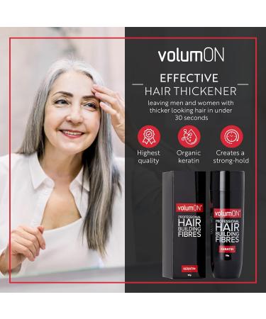 Volumon Professional Hair Building Fibres - 28g Keratin Hair Loss Concealer - Grey Shade - Up to 30 Uses - Choose from 8 Colors - Buy Online on GoSupps.com