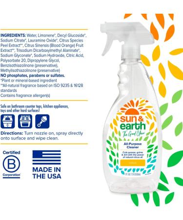 Sun & Earth All Purpose Cleaner - Light Citrus, 6 Pack (132 Fl Oz) - Eco-Friendly Spray - Buy Online on GoSupps.com