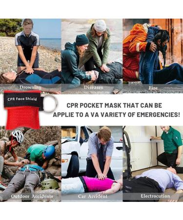 14-Piece CPR Ventilation Mask Set | First Aid Keychain Masks & Cloth Key Rings | Mouth-to-Mouth Ventilation (7 Black + 7 Red) - Buy Online on GoSupps.com