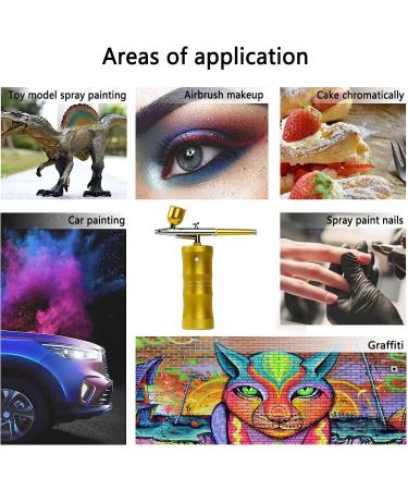 Portable Mini Airbrush Kit with Compressor 27PSI Gravity Feed for Cake Decorating, Makeup, Nail Art, Painting & Tattoo Gold - Buy Online on GoSupps.com