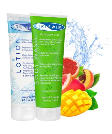 TRISWIM Chlorine Removal Set for Swimmers After Swimming Vegan & Cruelty Free Swimmer's Body Pack - 2x250ml
