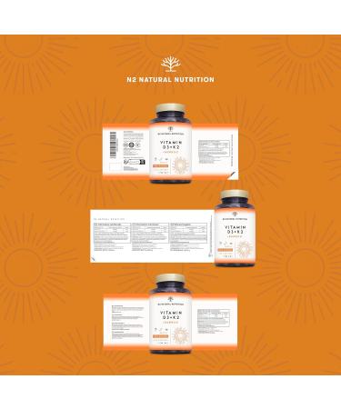 Vitamin D3 K2 Natural High Dosage Vitamin D3 5000 iu + Vitamin K2 MK7 200 g + Silicon Contributes to Immune System Functioning Bones and Teeth 150 Capsules N2 Natural Nutrition - Buy Online on GoSupps.com