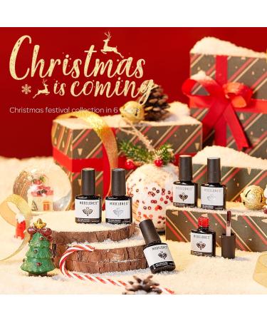 Modelones Gel Nail Polish 6 Colors White Glitter Winter Gel Nail Kit Sparkle Candy Cane Burgundy Dark Rose Champagne Silver Soak Off U V Gel Nail Art Manicure DIY Valentine s Day Gifts for Women Glitter Silver - Buy Online on GoSupps.com