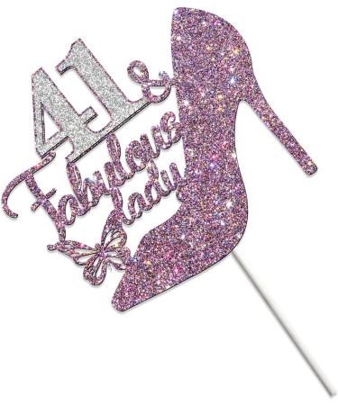 Tenhaisi Purple Sliver Glitter 41 & Fabulous Lady Cake Topper Happy 41st Birthday Party Decoration Cheers to 41 Years 41 & Fabulous Birthday Wedding Celebration/Anniversary Party Supplies - Buy Online on GoSupps.com