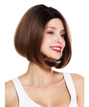 WIG ME UP SS132-12/24B/30AR - Short Bob Straight Wig with Curved Tips & Middle Parting - Brown Reddish Brown Blonde Streaked Ladies Wig for International Shipping - Buy Online on GoSupps.com