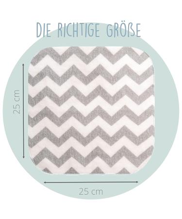 Mimadu Oeko-Tex Cotton Washcloth Set | 10 Mini Baby Washcloths - 25x25 cm Gray White Zigzag - Soft Durable & Eco-Friendly - Buy Online on GoSupps.com