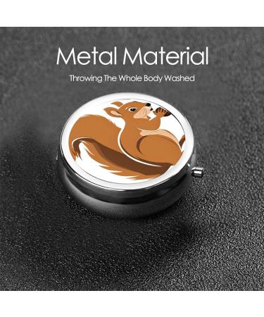 Cartoon Squirrel Round Pill Box - 3 Compartment Mini Decorative Travel Organizer for Medicine & Vitamins - Buy Online on GoSupps.com