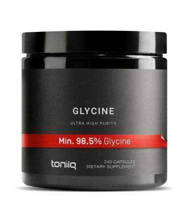 Toniiq 1300mg Glycine Supplements - 4 Month Supply - Min. 98.5%+ Tested Purity - Ultra High Strength and Bioavailable Glycine Powder Supplement - 240 Vegetarian Glycine Capsules - 120 Servings