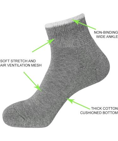 KONY Women's Cushioned Diabetic Socks 6 Pairs - Size 6-9 Medium Grey - Buy Online on GoSupps.com