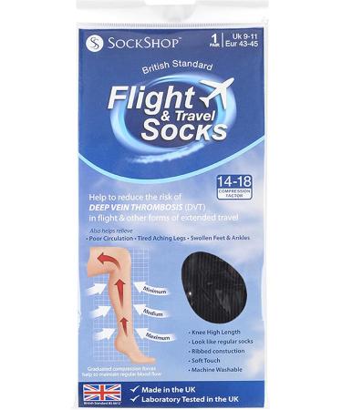 Buy Sockshop Unisex Knee High Compression Flight & Travel Socks - Black | Comfortable Travel Accessories - UK Size 9-11 EU 43-45 - Buy Online on GoSupps.com