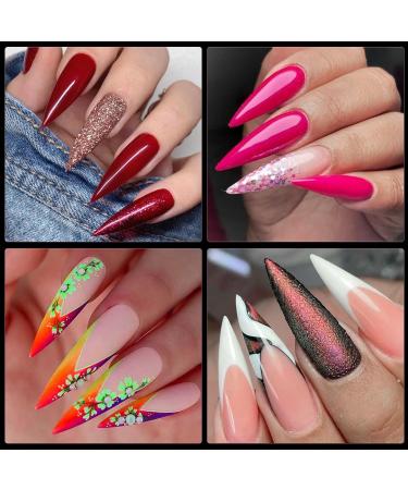 LoveOurHome 240pc Long Stiletto Nail Tips - XL Clear Acrylic False Nails for DIY Manicure | Pointy Full Cover Nail Art | Perfect for Women & Girls - Buy Online on GoSupps.com