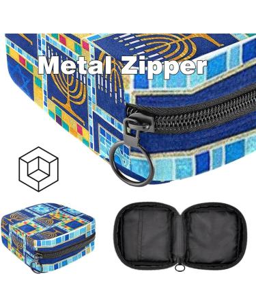 Jewish Hanukkah Festival Napkin Storage Bag | Portable Menstrual Pad & Cup Bag for Women & Teens | Zippered Design - Buy Online on GoSupps.com