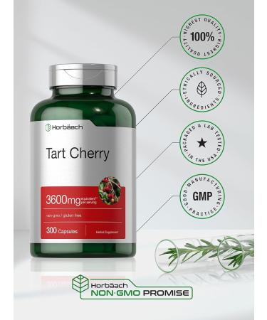 Horb ach Tart Cherry Extract Capsules - 3600mg 300 Non-GMO Gluten Free Pills | Herbal Supplement for Optimal Health - Buy Online on GoSupps.com