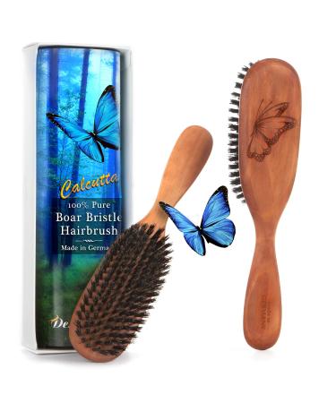 Made in Germany  100% Pure Calcutta Boar Bristle Hair Brush  Promote Healthy Hair and Scalp  Natural Shine  Reduce Hair Loss  for Fine or Medium Hair