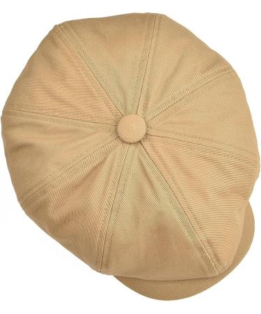 BOTVELA Men's 100% Cotton Newsboy Flat Cap in Khaki - Size 7 3/8 - Buy Online on GoSupps.com