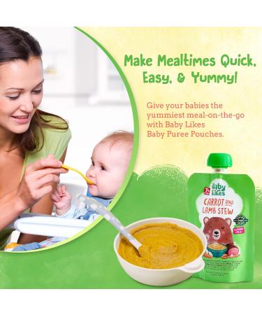 Organic Halal Baby Food Pouches - Stage 2 Carrot Lamb Puree 12x130g for 7+ Months - Buy Online on GoSupps.com