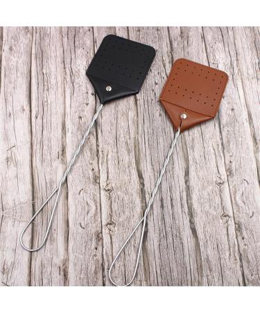 KKRAUS 2 Pack Fly Swatter Manual Leather Heavy Duty with Wooden Long Handle Fly Swatters for Outdoor Indoor Flies Bees Mosquitoes Flyswatter (Color : Black) - Buy Online on GoSupps.com
