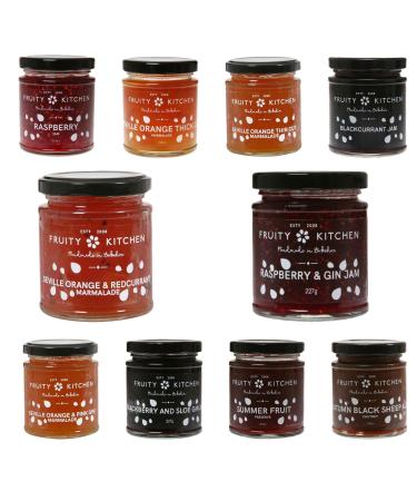 Fruity Kitchen Jams Marmalades Pick N Mix - Choose From 10 Flavours | Summer Fruit Preserve Raspberry Blackcurant Raspberry Seville Orange & Redcurrant - Pack of 3