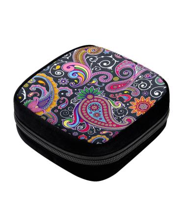 GIAPB Period Bag Sanitary Napkin Storage Bag Pad Holder for Period Makeup Pouch Paisley and Flowers Color3231