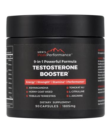 MEN'S PeakPerformance - Testosterone Booster Supplement for Men - Boost Stamina Muscle Growth Energy Strength Endurance & Drive - Ashwagandha Tribulus L-Arginine Tongkat Ali- 90 Capsules