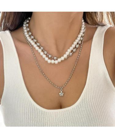 Stylish Star Shape Pendant Necklace | Adjustable Collar Chain Choker with Pearls - Elegant International Shipping - Buy Online on GoSupps.com