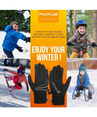 Ruixue Children s Winter Gloves | Warm Anti-Slip Windproof Fleece Gloves for Outdoor Sports (Ages 8-10) - Black - Buy Online on GoSupps.com