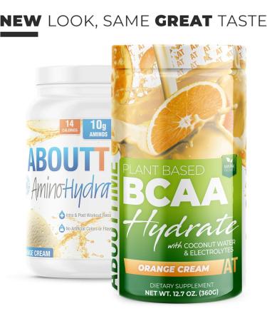 About Time Plant Based BCAA Hydrate - Clear Electrolyte Drink with L-Glutamine Non-GMO & Gluten Free - Orange Cream 20 Servings | International Shipping Available - Buy Online on GoSupps.com