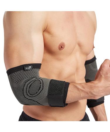 2 Pack Elbow Brace with Strap for Tendonitis & Compression Sleeves - Golf & Tennis Elbow Treatment - Large Size - Buy Online on GoSupps.com