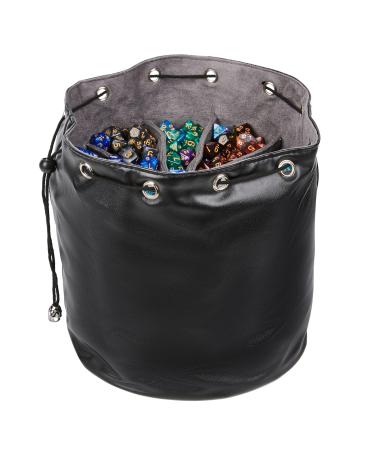 PUGED Large DND Dice Dragon Leather Drawstring Bags with Pockets Storage Bag for RPG MTG Game Dices Capacity Over 1000 Dice (Black)