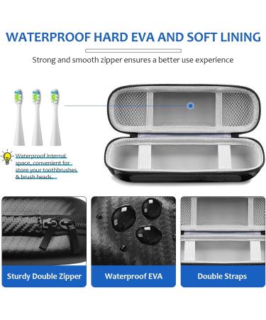 Yolonce Electric Toothbrush Travel Case - Portable Hard Shell Holder with Accessories - Black Striped Travel Etui - Buy Online on GoSupps.com