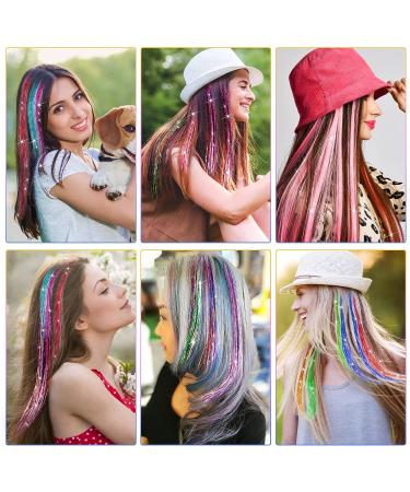 Mckanti 14 Colors Hair Tinsel Kit with Tool - 2800 Strands Fairy Hair Extensions for Women & Girls - Sparkling Shiny Colorful Synthetic Hair for Party & Daily Fashion - Buy Online on GoSupps.com