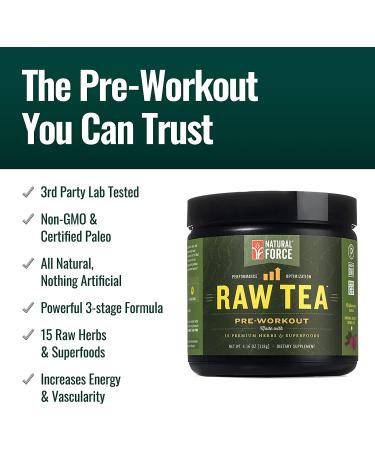 Natural Force Raw Tea Pre Workout Powder | Original Flavor | 15 Premium Herbs | Powerful Energy Booster | Best Preworkout for Men and Women - Buy Online on GoSupps.com