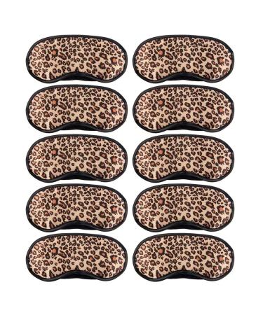 10 Pack Leopard Eye Masks Cover Sleep Mask Shade Cover for Sleeping Shift Work Office Nap Relieve Stress Travel Pouch Night Blindfold Airplane Relaxing Eyeshade Cover with Nose Pad for Men Women Kids