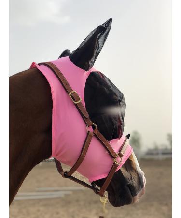 TGW RIDING Fly Mask for Horses Super Comfort Fly Mask for Horses Elasticity with Ears (M Light Pink) M light pink