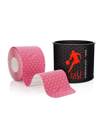 FlexU Kinesiology Tape  Single Roll (Pre-Cut or Continuous)  Advanced Strength and Flexibility Properties  Longer Lasting Therapeutic Recovery  Sports Tape Pink 16.4 Feet Pre-Cut