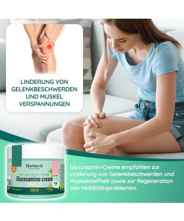 Herbiovit Glucosamin MSM Cream 250ml - Joint & Muscle Pain Relief | Vegan Formula with Devil's Claw Collagen Eucalyptus & Peppermint for Fast Cooling Support - Buy Online on GoSupps.com