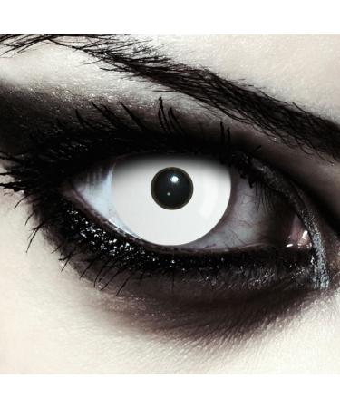 Design lenses white colored zombie costume contact lenses 1 pair (2 hours) color lenses for Halloween in white + free "Whiteout" container with strength -3.50