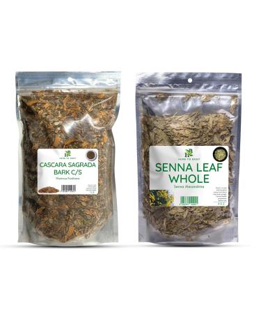 Herb To Body Cascara Sagrada Bark Cut & Sifted and Senna Leaf Whole - Wildcrafted Herbs 4 oz each